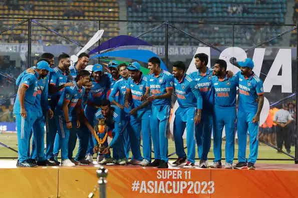 India celebrates their victory in the previous Asia Cup edition in 2023